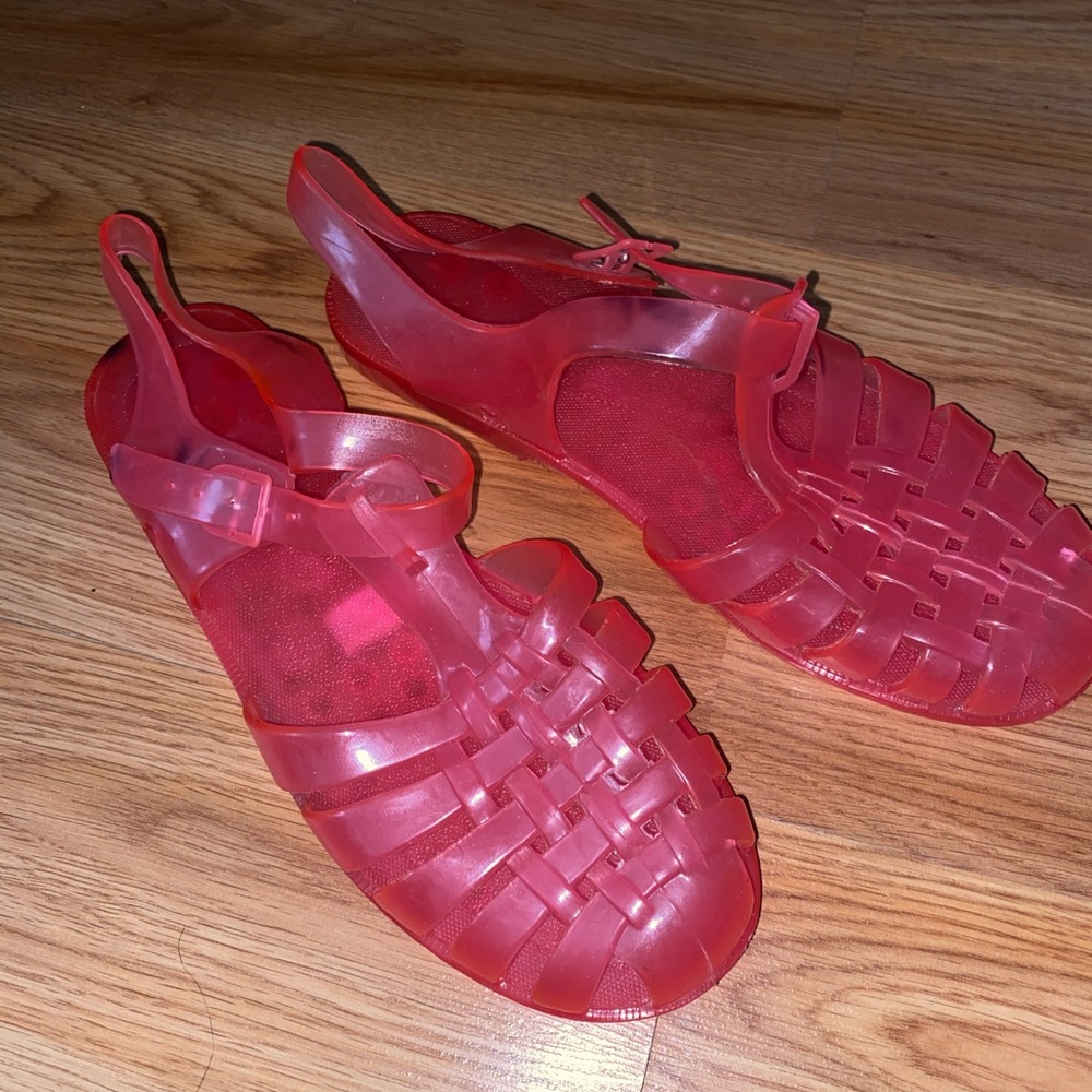 RARE HOT PINK JELLY SANDALS